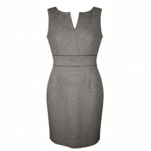 Antonio Melani Gray Sheath Dress 2 Sleeveless V-Neck Office Career Minimalist